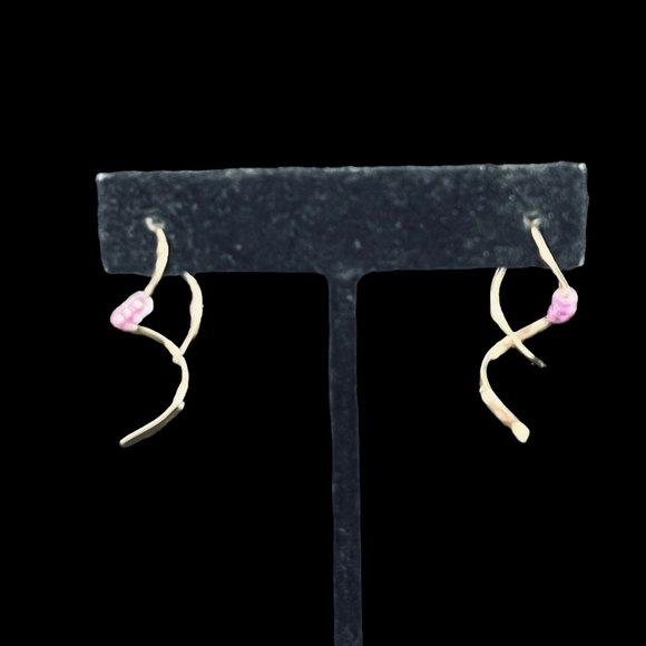 Unbranded Jewelry - Gold Tone And Pink Beads Pierced Earrings (4934)